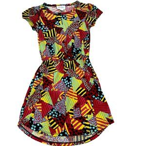 LuLaRoe Mae Dress Multi Color Geometric Design Size 4T